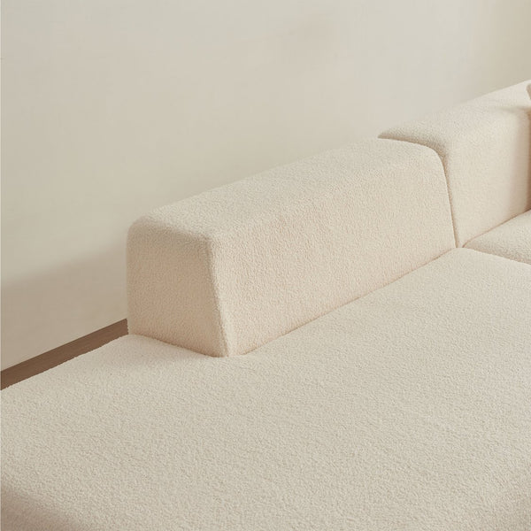 English Elm Modular Sectional Couch - Cozy Lambswool Upholstered L-Shape Sofa With Chaise For Modern Living Spaces W1765S00084