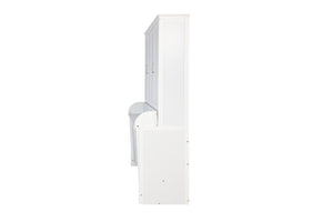 English Elm Queen Murphy Wall Bed with Integrated Desk Gas Strut Lift White Cabinet for Small Spaces White W504S00216
