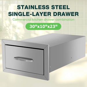 English Elm Drawer Stainless Steel Outdoor Kitchen Cabinet Rust Resistant Compact Storage Unit W3167P303219