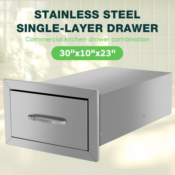 English Elm Drawer Stainless Steel Outdoor Kitchen Cabinet Rust Resistant Compact Storage Unit W3167P303219
