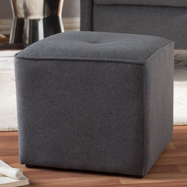 Baxton Studio Baxton Studio Corinne Modern Fabric Upholstered Ottoman - Elegant Tufted Design for Any Space Dark 1709-Gray