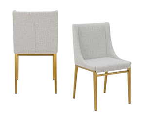 VIG Furniture Modrest Mimi  - Modern Light Grey Fabric + Antique Brass Dining Chair (Set of 2) VGGAGA-6544CH-BEI-4