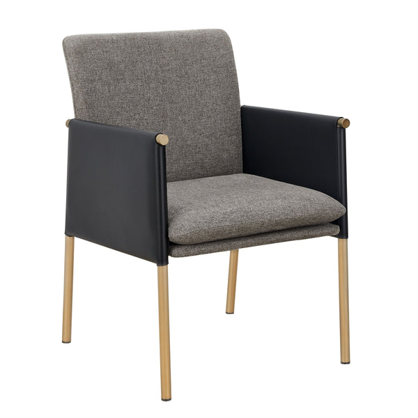 VIG Furniture Modrest Engel - Modern Dark Grey Vegan Leather + Grey Fabric + Antique Brass Dining Chair VGGAGA-6988CH-1-DKGRY