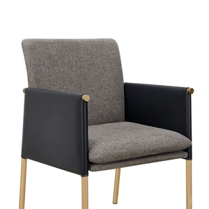 VIG Furniture Modrest Engel - Modern Dark Grey Vegan Leather + Grey Fabric + Antique Brass Dining Chair VGGAGA-6988CH-1-DKGRY