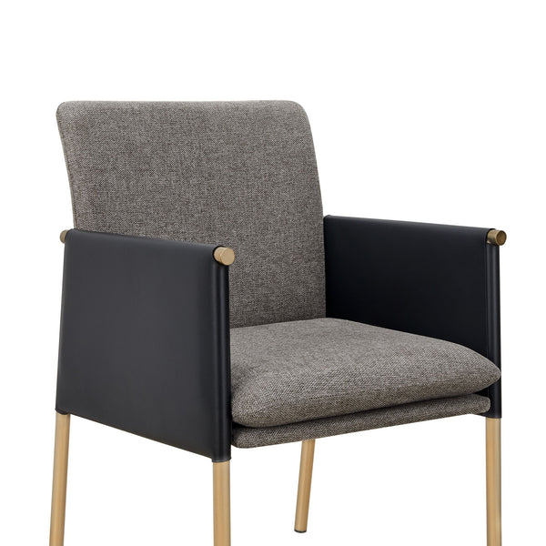 VIG Furniture Modrest Engel - Modern Dark Grey Vegan Leather + Grey Fabric + Antique Brass Dining Chair VGGAGA-6988CH-1-DKGRY