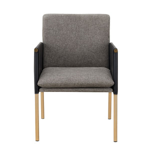 VIG Furniture Modrest Engel - Modern Dark Grey Vegan Leather + Grey Fabric + Antique Brass Dining Chair VGGAGA-6988CH-1-DKGRY
