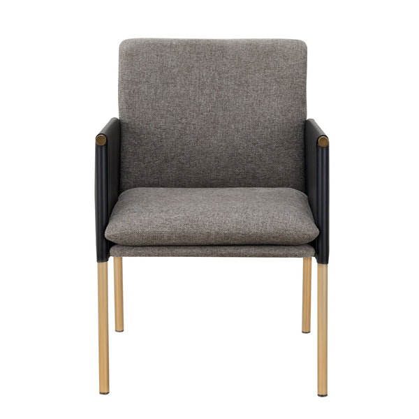 VIG Furniture Modrest Engel - Modern Dark Grey Vegan Leather + Grey Fabric + Antique Brass Dining Chair VGGAGA-6988CH-1-DKGRY
