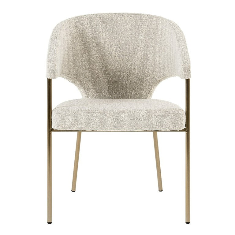 VIG Furniture Claudine Modern Light Grey Bouclé Dining Chair With Antique Brass Legs, Low-Back Comfort Seat VGGAGA-6214CH-1-LTGRY-4