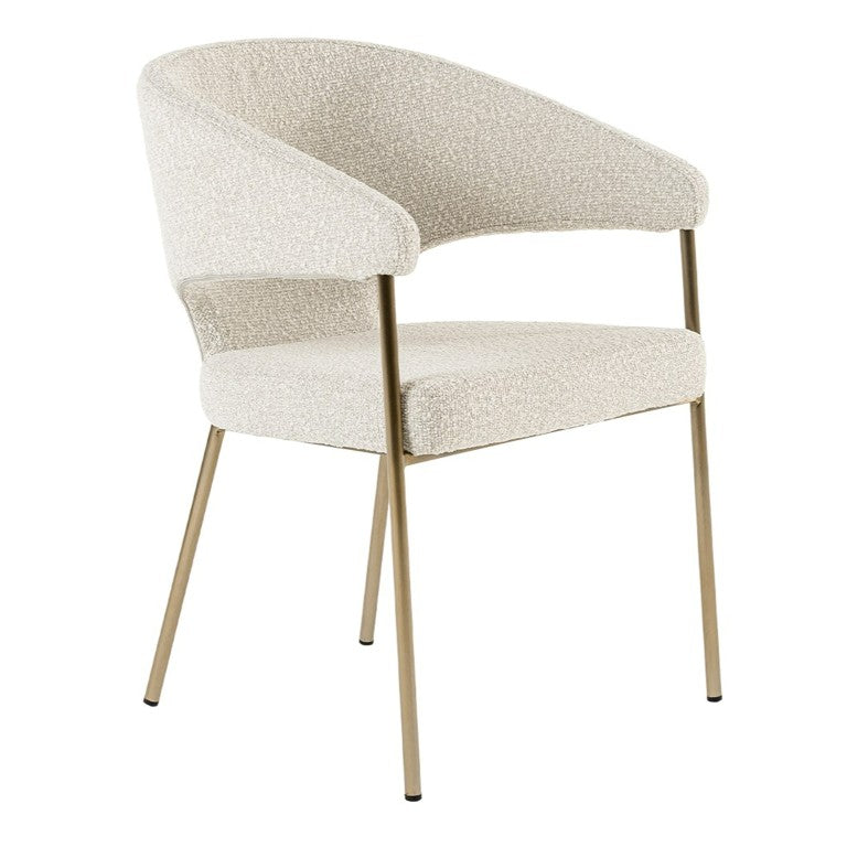 VIG Furniture Claudine Modern Light Grey Bouclé Dining Chair With Antique Brass Legs, Low-Back Comfort Seat VGGAGA-6214CH-1-LTGRY-4