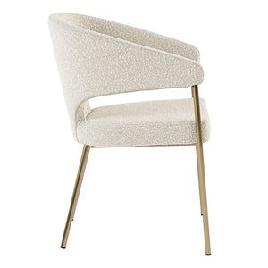 VIG Furniture Claudine Modern Light Grey Bouclé Dining Chair With Antique Brass Legs, Low-Back Comfort Seat VGGAGA-6214CH-1-LTGRY-4