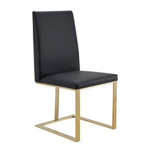 VIG Furniture Modrest Frankie - Modern Dark Grey Vegan Leather + Antique Brass Dining Chair VGGAGA-6917CH-DKGRY