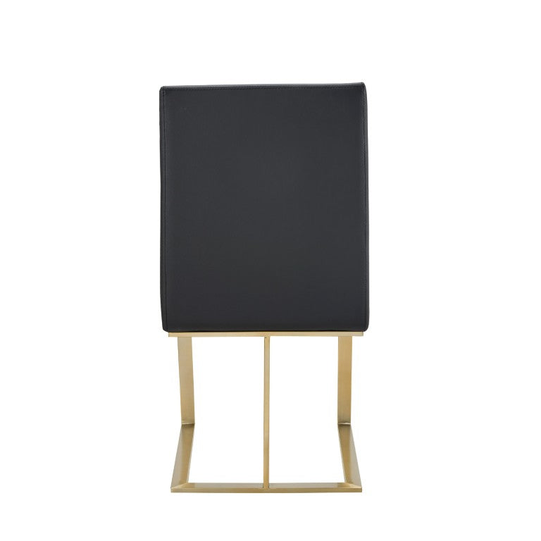 VIG Furniture Frankie Dark Grey Vegan Leather Dining Chair With Antique Brass Legs, Plush Cushioning, Ergonomic Comfort VGGAGA-6917CH-DKGRY