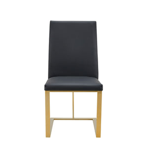 VIG Furniture Modrest Frankie - Modern Dark Grey Vegan Leather + Antique Brass Dining Chair VGGAGA-6917CH-DKGRY