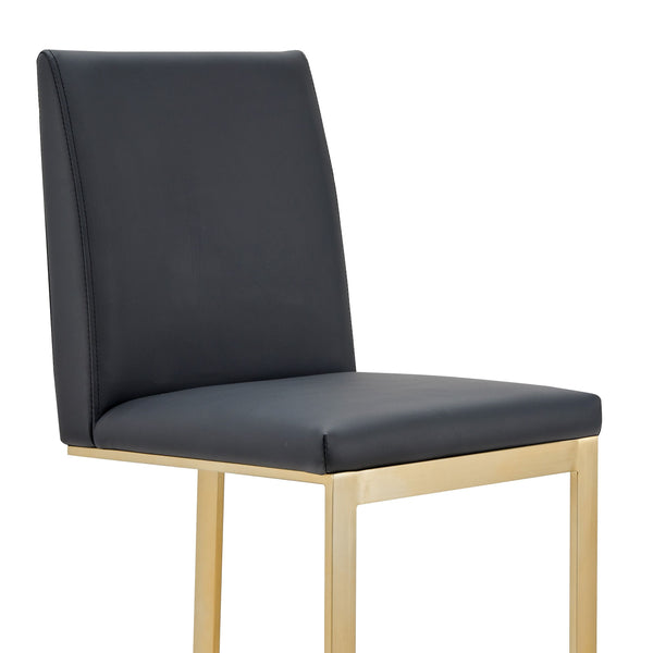 VIG Furniture Modrest Frankie - Modern Dark Grey Vegan Lether + Antique Brass Counter Stool VGGAGA-6917CH-C-DKGRY