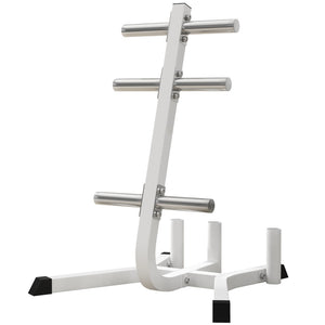 English Elm Soozier Olympic Weight Tree with Six Plate Posts Three Bar Holders Steel Frame Gym White W2225P217796