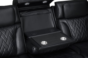 English Elm Jazmina Power Reclining Living Room Set with Bluetooth Led and Wireless Charging Black B2749S00278