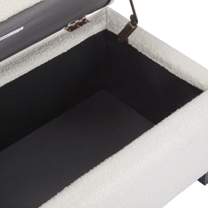 English Elm Christopher Knight Home® - Storage Ottoman Boucle Fabric Flip-Top with Birch Wood Legs, 250 lb Capacity, Compact Stylish Organizer Dark Brown,White N779P291641W