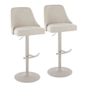 English Elm Adjustable Swivel Barstools with Brass Nailhead Upholstery for Kitchen Island Set of 2 B202S02013