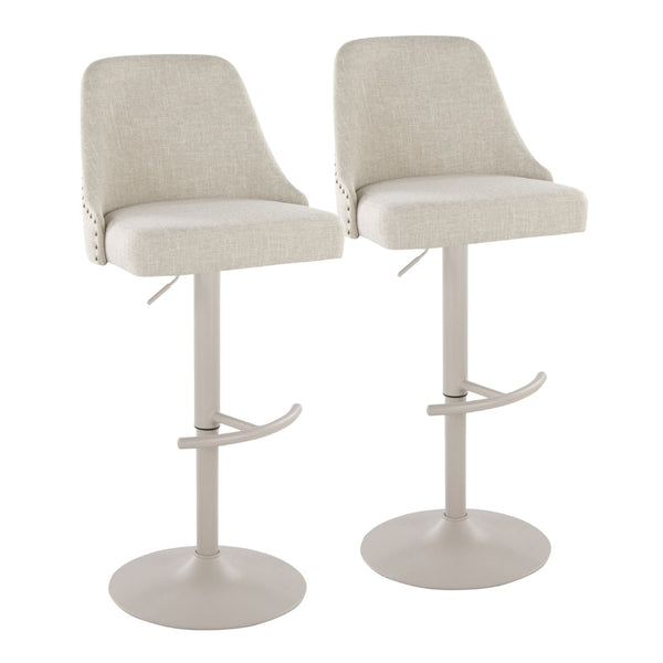English Elm Adjustable Swivel Barstools with Brass Nailhead Upholstery for Kitchen Island Set of 2 B202S02013