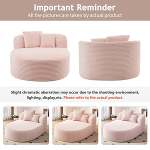 English Elm Swivel Barrel Accent Chair Chenille Tufted Round Club Seat for Living Room Lounge Pink N719S002370P