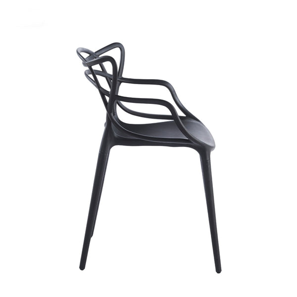 English Elm Pvc Sleek Matte Black Dining Chair Set of 4 for Kitchen Studio or Cafe Use W3766P436153