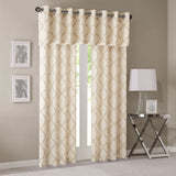 Madison Park Saratoga Modern/Contemporary Fretwork Print Grommet Top Window Valance MP41-3601 Beige/Gold