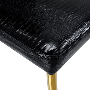 English Elm Set of 4 Glam Faux Leather Dining Chairs with Crystal Buckle and Gold Tone Legs Black+Gold W3226P311060
