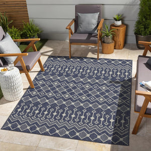 English Elm Sunshine Blue 5X7 Indoor/Outdoor Area Rug - Durable, Easy-Care, Family-Friendly For Any Space B186P198908-GIGA