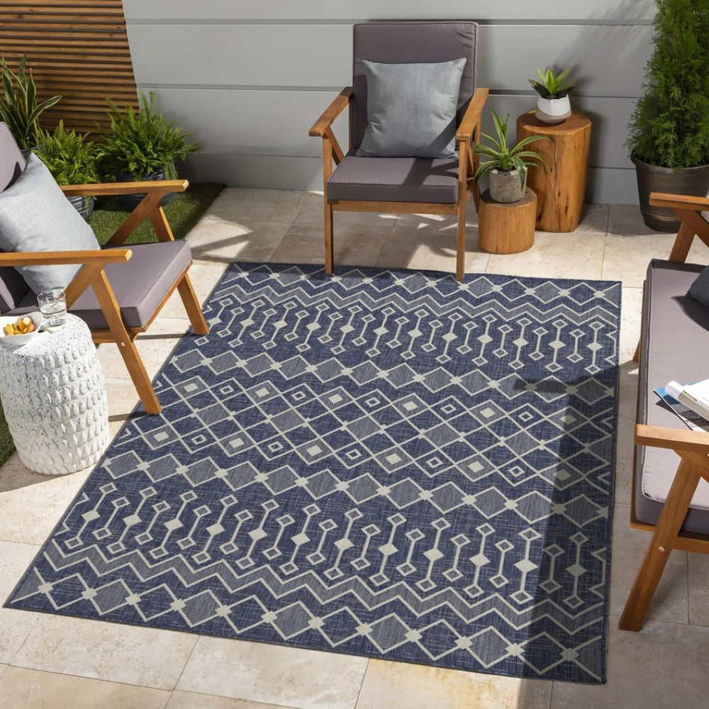 English Elm Sunshine Blue 7 Ft. 10 In. X 10 Ft. 3 In. Indoor/Outdoor Area Rug - Durable, Stain Resistant & Stylish B186P198907-GIGA
