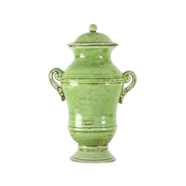 Zentique Distressed Green Vase with Aged Glaze and Organic Silhouette—Handcrafted Ceramic Accent for Home Decor W12.5 x H19 x D9 8149 Green