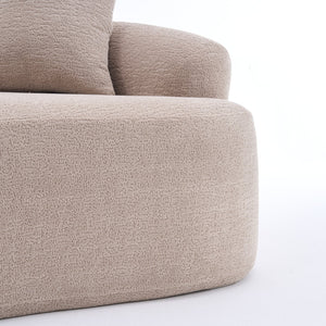 English Elm LY-025S Curved Loveseat Sofa Compact 65" chenille upholstery, 30D foam with spring core, 300lb capacity, 3 pillows, apartment-friendly Apricot Cream W2231P292607