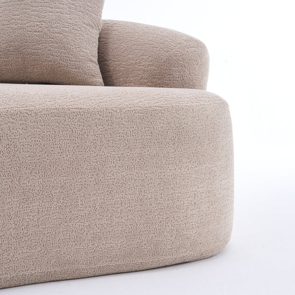 English Elm LY-025S Curved Loveseat Sofa Compact 65" chenille upholstery, 30D foam with spring core, 300lb capacity, 3 pillows, apartment-friendly Apricot Cream W2231P292607
