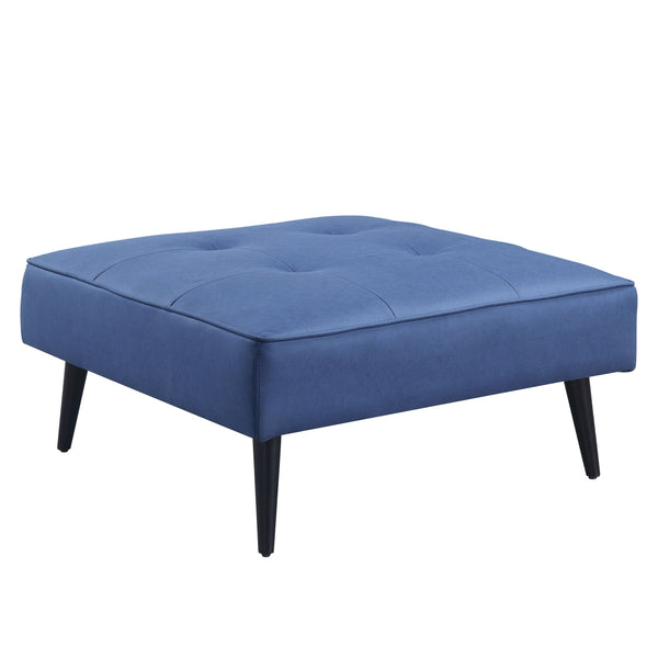 English Elm Nafisa Blue Fabric Convertible Sofa with Ottoman, Pocket Coil Seats, Button Tufted, 2 Pillows B2726S00485