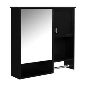 English Elm 29'' Modern Wall Mounted Medicine Cabinet with Mirror, Spacious Adjustable Shelves, Towel Bar and Durable MDF Finish Black N710P209440B