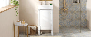 English Elm 18" French Style Vanity with Ceramic Sink Soft Close Door and Adjustable Shelf White N710P415332K