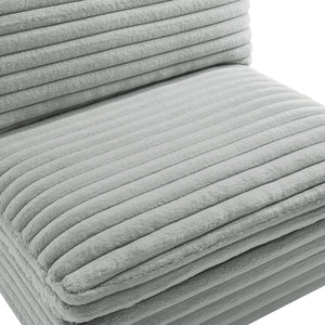 English Elm Jenny Plush Armless Slipper Chair Gray — Ultra-Plush Wide Cord Fabric, Down-Blend Cushions, Black Legs B050P408889