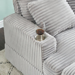 English Elm 39-inch Spring Corduroy Armchair and Ottoman Set with Cup Holder, Plush Sponge Cushions, 350lb Support Gray W1658S00045