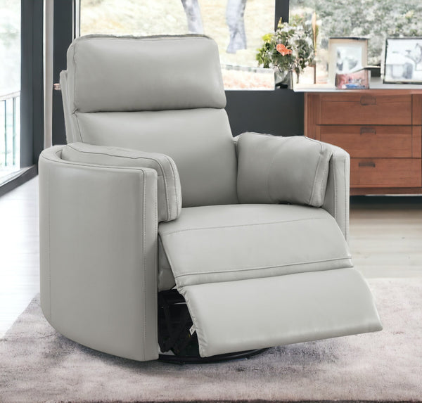 English Elm Sagen Gray Faux Leather Glider Recliner with Swivel, Pocket Coil Comfort, Low Wall Clearance 9" B2726P241794