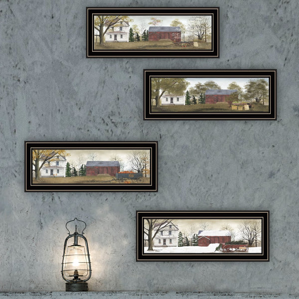 English Elm Trendy Decor 4u Four Seasons Pastoral Wall Art Set Black Framed Farmhouse Prints B067P254118