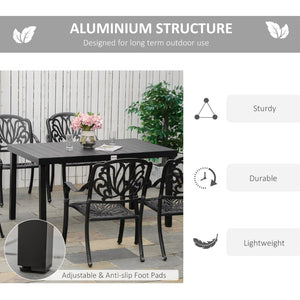 English Elm Outsunny Rectangular Patio Dining Table For 6 – Durable, Weather-Resistant, Modern Woodgrain Design W2225P200565-GIGA