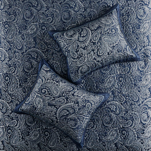 JLA Home Madison Park - 5 Reversible Jacquard Bedspread Set with Paisley Motif, Taupe-Platinum Sheen, Quilted Elegance Navy MP13-7965