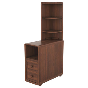 English Elm End Table With Charging Station, Ample Storage & Warm Walnut Finish For Bedroom Or Living Room W2593P289144
