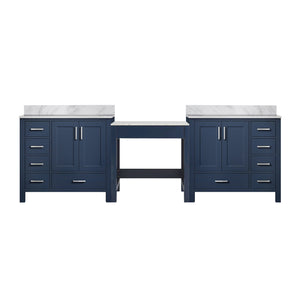 English Elm Navy Blue Double Bath Vanity With Carrara Marble Top, Ample Storage & Soft-Close Features, 102" W B2731S00627