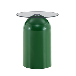 English Elm Small Round Tempered Glass Top Mid Century Modern Accent Table for Living Room or Office W2920P438674
