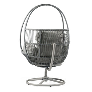 English Elm Christopher Knight Home® - Reno Light Gray Outdoor Wicker Swivel Lounge Chair with PE Rattan, Iron Frame & Waterproof Cushions N775P182311G