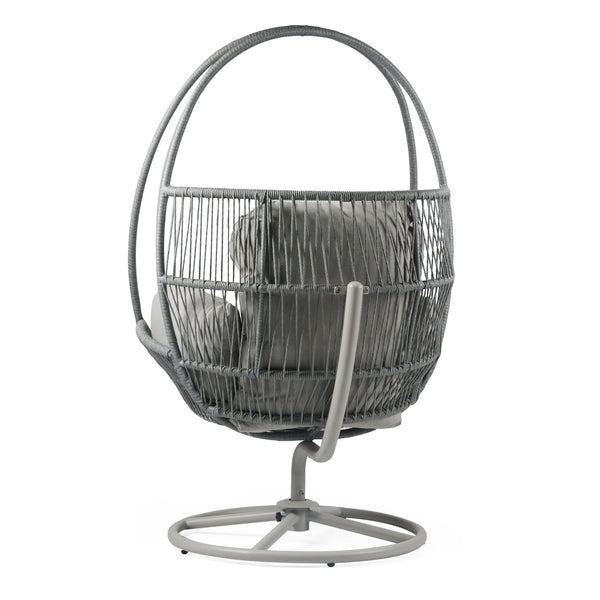 English Elm Christopher Knight Home® - Reno Light Gray Outdoor Wicker Swivel Lounge Chair with PE Rattan, Iron Frame & Waterproof Cushions N775P182311G
