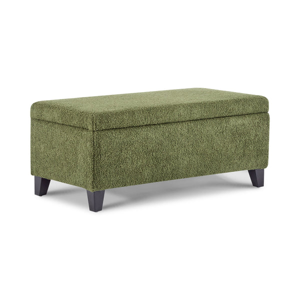 English Elm Christopher Knight Home® - Storage Ottoman Boucle Fabric Flip-Top with Birch Wood Legs, 250 lb Capacity, Compact Stylish Organizer Dark Brown,Green N779P291641G