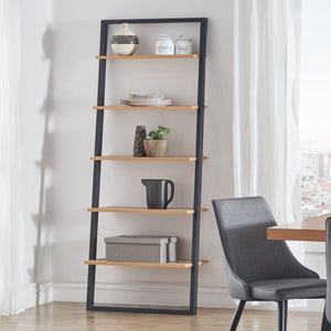 Oliver 28 Inch Wide Open Shelf Bookcase with Metal Frame for Modern Living Room Storage