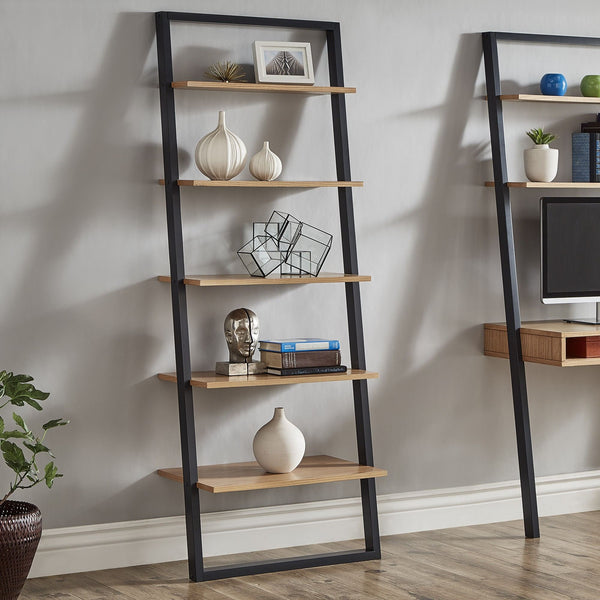 Oliver 28 Inch Wide Open Shelf Bookcase with Metal Frame for Modern Living Room Storage