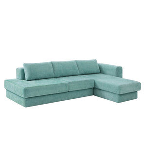 English Elm L-shaped Chenille Sectional Sofa with Deep Modular Seating and Layered Cushion Comfort Teal N763S000090F